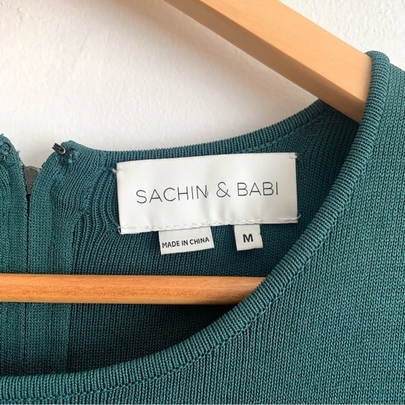 Sachin + Babi Emerald Green Sequin Bodycon Ribbed Dress - Picture 2 of 7